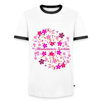 blumenwiese,blumenwiese kostüm,kostüm,blumen - Männer Kontrast-T-Shirt - Weiß/Schwarz - Vorne - AI Model Female 172 light (172cm) & AI Model Male 178 dark (178cm)