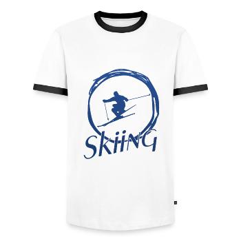 skiing, ski fahren, ski, geschenk für skifahrer - Männer Kontrast-T-Shirt - Weiß/Schwarz - Vorne - AI Model Female 172 light (172cm) & AI Model Male 178 dark (178cm)