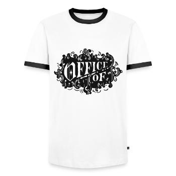 office of 2 - Männer Kontrast-T-Shirt - Weiß/Schwarz - Vorne - AI Model Female 172 light (172cm) & AI Model Male 178 dark (178cm)