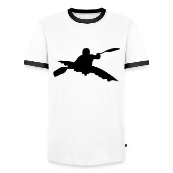 kayak sport - Men's Ringer Shirt - white/black - Front - AI Model Female 172 light (172cm) & AI Model Male 178 dark (178cm)