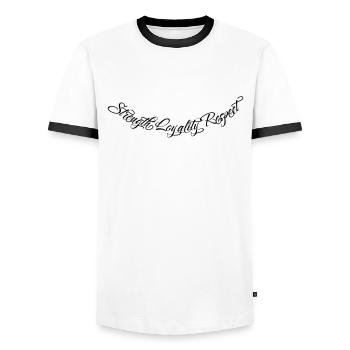 Strength Loyality Respect 2 - Männer Kontrast-T-Shirt - Weiß/Schwarz - Vorne - AI Model Female 172 light (172cm) & AI Model Male 178 dark (178cm)