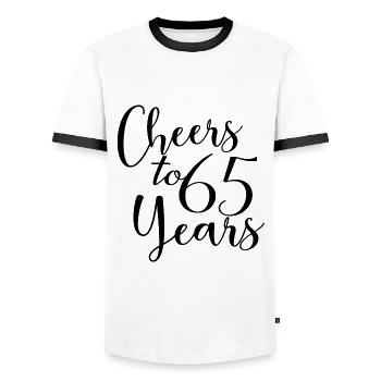 Vive 65 ans 65e anniversaire - T-shirt contrasté Homme - blanc/noir - Devant - AI Model Female 172 light (172cm) & AI Model Male 178 dark (178cm)