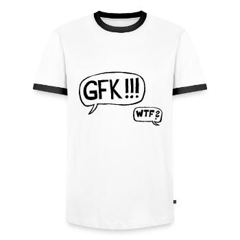Gewaltfreie Kommunikation - What the fuck? - Männer Kontrast-T-Shirt - Weiß/Schwarz - Vorne - AI Model Female 172 light (172cm) & AI Model Male 178 dark (178cm)