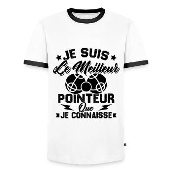 Je Suis Le Meilleur Pointeur Que Je Connaisse - T-shirt contrasté Homme - blanc/noir - Devant - AI Model Female 172 light (172cm) & AI Model Male 178 dark (178cm)