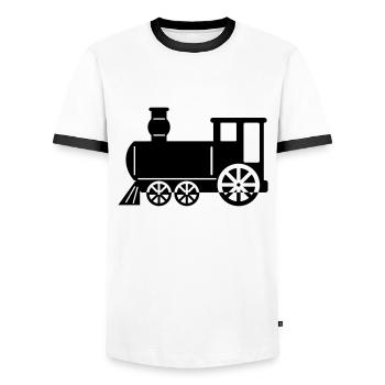 dampflok - Männer Kontrast-T-Shirt - Weiß/Schwarz - Vorne - AI Model Female 172 light (172cm) & AI Model Male 178 dark (178cm)