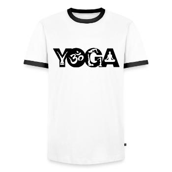 Yoga - Männer Kontrast-T-Shirt - Weiß/Schwarz - Vorne - AI Model Female 172 light (172cm) & AI Model Male 178 dark (178cm)