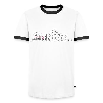 alpencross - Männer Kontrast-T-Shirt - Weiß/Schwarz - Vorne - AI Model Female 172 light (172cm) & AI Model Male 178 dark (178cm)