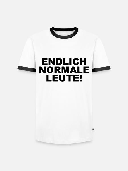 Endlich normale Leute! - Männer Kontrast-T-Shirt - Weiß/Schwarz