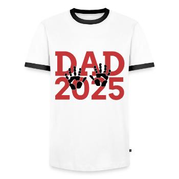 Dad 25 Dad Baby Dad 2025 Father's Day - Men's Ringer Shirt - white/black - Front - AI Model Female 172 light (172cm) & AI Model Male 178 dark (178cm)