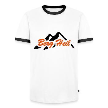 Berg Heil - Männer Kontrast-T-Shirt - Weiß/Schwarz - Vorne - AI Model Female 172 light (172cm) & AI Model Male 178 dark (178cm)