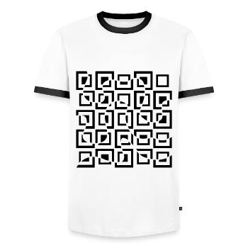Optische Illusion mit Vierecken - Männer Kontrast-T-Shirt - Weiß/Schwarz - Vorne - AI Model Female 172 light (172cm) & AI Model Male 178 dark (178cm)