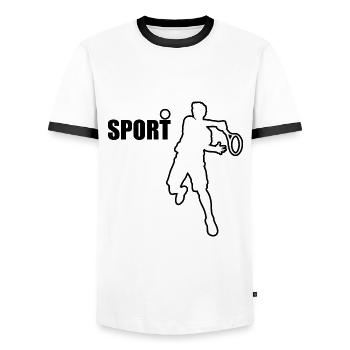 Sport Tennis - Men's Ringer Shirt - white/black - Front - AI Model Female 172 light (172cm) & AI Model Male 178 dark (178cm)