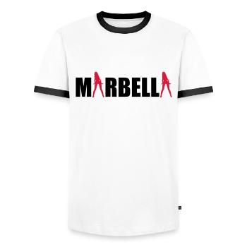 Marbella sexy Girls holiday Spain - Men's Ringer Shirt - white/black - Front - AI Model Female 172 light (172cm) & AI Model Male 178 dark (178cm)