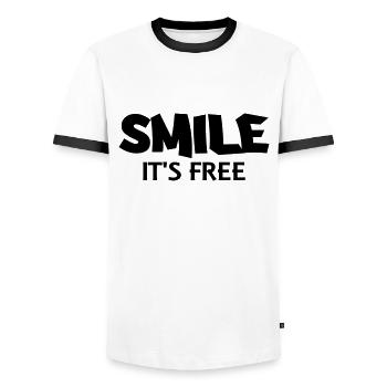 Smile - It's free - T-shirt contrasté Homme - blanc/noir - Devant - AI Model Female 172 light (172cm) & AI Model Male 178 dark (178cm)