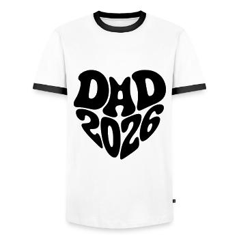Dad 2026 Heart Shape Father Baby Heart Shape Dad 2026 - Men's Ringer Shirt - white/black - Front - AI Model Female 172 light (172cm) & AI Model Male 178 dark (178cm)