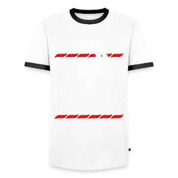 Malle 2024 Mallorca Tour - Men's Ringer Shirt - white/black - Front - AI Model Female 172 light (172cm) & AI Model Male 178 dark (178cm)