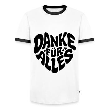 Danke für alles - Männer Kontrast-T-Shirt - Weiß/Schwarz - Vorne - AI Model Female 172 light (172cm) & AI Model Male 178 dark (178cm)