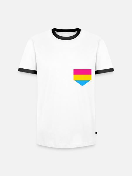 Pansexuell Brusttasche - Männer Kontrast-T-Shirt - Weiß/Schwarz