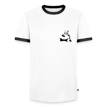 Dicker Panda - Männer Kontrast-T-Shirt - Weiß/Schwarz - Vorne - AI Model Female 172 light (172cm) & AI Model Male 178 dark (178cm)