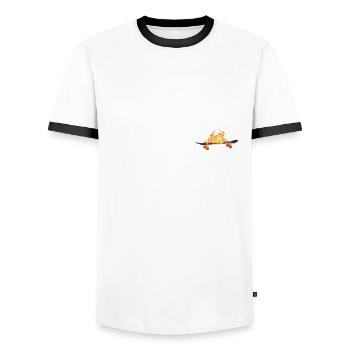 Burning Skatebord - Männer Kontrast-T-Shirt - Weiß/Schwarz - Vorne - AI Model Female 172 light (172cm) & AI Model Male 178 dark (178cm)