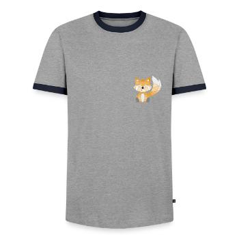 Fox geometrically colored - Men's Ringer Shirt - grey/navy  - Front - AI Model Female 172 light (172cm) & AI Model Male 178 light (178cm)