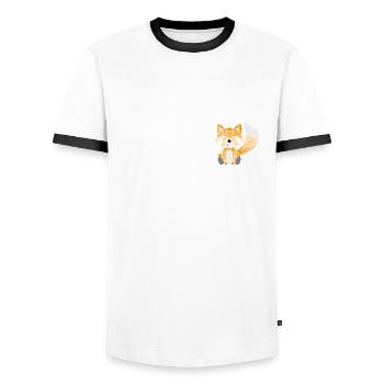 Fox geometrically colored - Men's Ringer Shirt - white/black - Front - AI Model Female 172 light (172cm) & AI Model Male 178 dark (178cm)