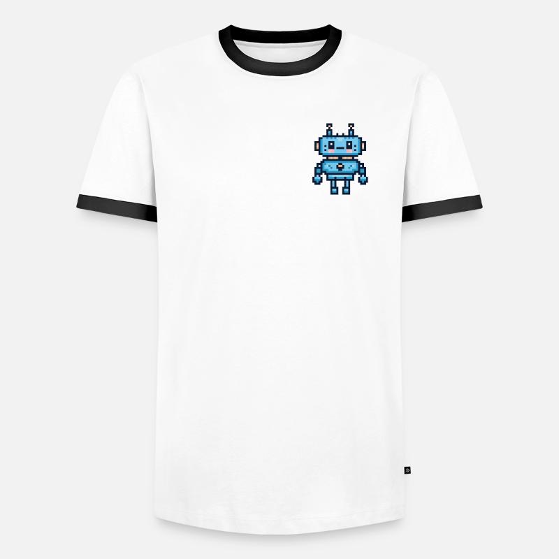 Pixel art robot - Men's Ringer Shirt - white/black