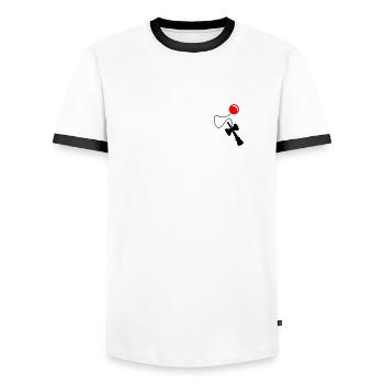 Kendama (2-Farbig) - Männer Kontrast-T-Shirt - Weiß/Schwarz - Vorne - AI Model Female 172 light (172cm) & AI Model Male 178 dark (178cm)