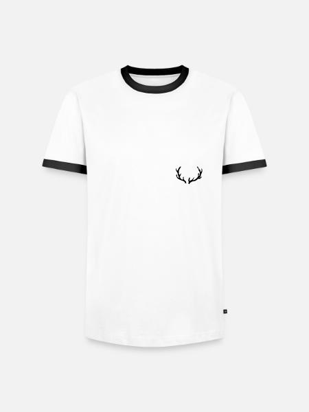 Antlers deer hunting forest - Men's Ringer Shirt - white/black