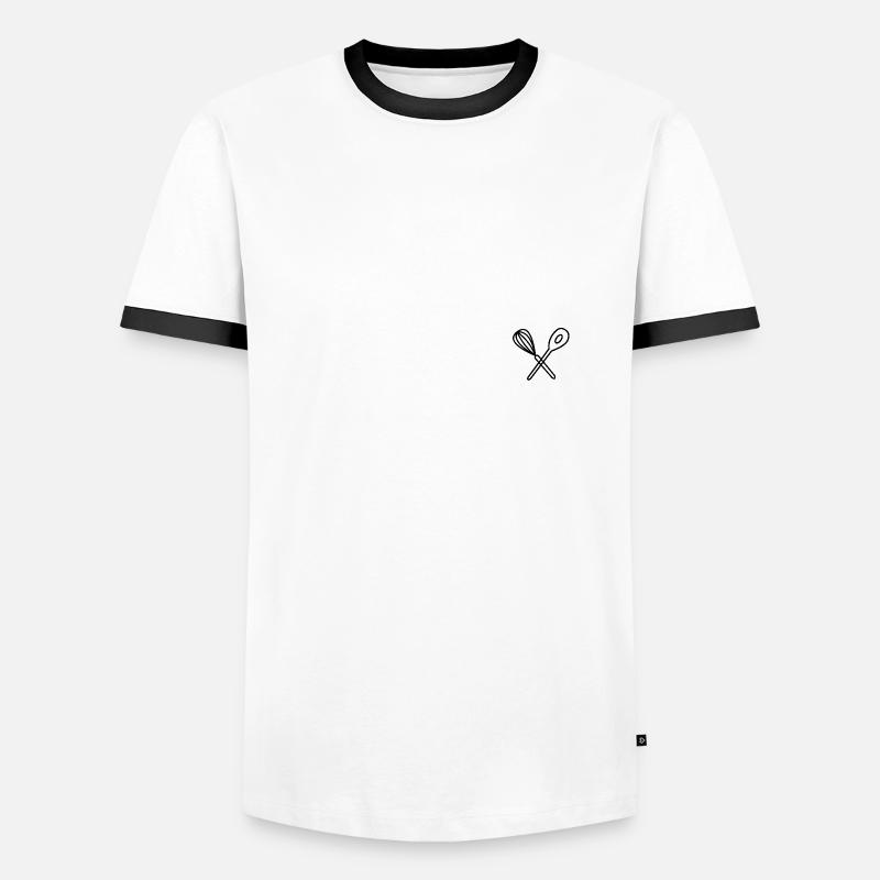 Kochlöffel kochen backen - Männer Kontrast-T-Shirt - Weiß/Schwarz