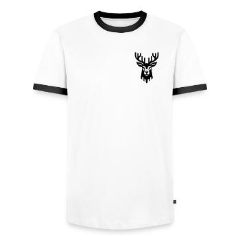 Stilvolles Weihnachtsrentier - Männer Kontrast-T-Shirt - Weiß/Schwarz - Vorne - AI Model Female 172 light (172cm) & AI Model Male 178 dark (178cm)