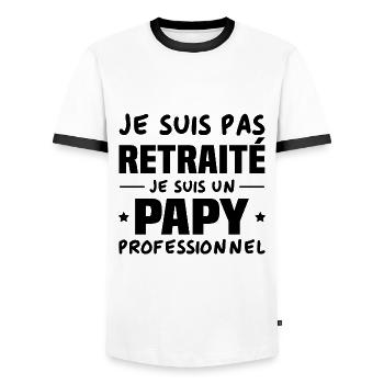 Je suis Pas Retraité je suis un Papy Professionnel - T-shirt contrasté Homme - blanc/noir - Devant - AI Model Female 172 light (172cm) & AI Model Male 178 dark (178cm)