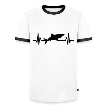 Battement de cœur de requin Aileron de requin - T-shirt contrasté Homme - blanc/noir - Devant - AI Model Female 172 light (172cm) & AI Model Male 178 dark (178cm)