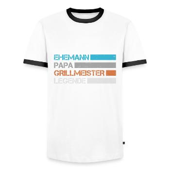 Ehemann - Papa - Grillmeister - Legende - Männer Kontrast-T-Shirt - Weiß/Schwarz - Vorne - AI Model Female 172 light (172cm) & AI Model Male 178 dark (178cm)