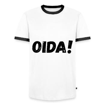 Oida OIDA! - Männer Kontrast-T-Shirt - Weiß/Schwarz - Vorne - AI Model Female 172 light (172cm) & AI Model Male 178 dark (178cm)