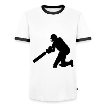 Cricket Cricket Strike Ball Thorball - Men's Ringer Shirt - white/black - Front - AI Model Female 172 light (172cm) & AI Model Male 178 dark (178cm)