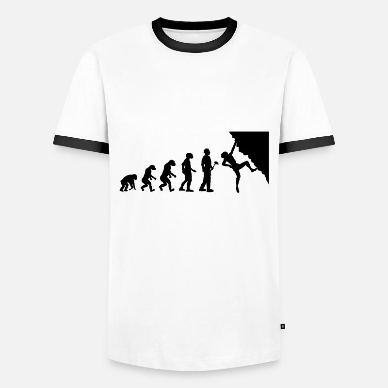 Evolutionstheorie Klettern - Männer Kontrast-T-Shirt - Weiß/Schwarz