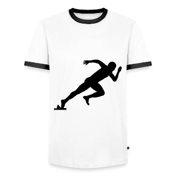 Athletics Sprinter Motif Idée cadeau - T-shirt contrasté Homme - blanc/noir - Devant - AI Model Female 172 light (172cm) & AI Model Male 178 dark (178cm)
