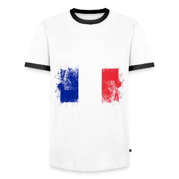 Frankreich - Männer Kontrast-T-Shirt - Weiß/Schwarz - Vorne - AI Model Female 172 light (172cm) & AI Model Male 178 dark (178cm)