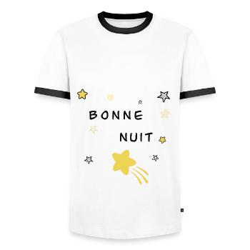 Bonne nuit - T-shirt contrasté Homme - blanc/noir - Devant - AI Model Female 172 light (172cm) & AI Model Male 178 dark (178cm)