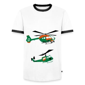 H145SAR - Men's Ringer Shirt - white/black - Front - AI Model Female 172 light (172cm) & AI Model Male 178 dark (178cm)