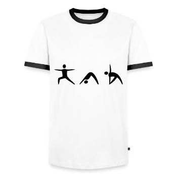 Yoga Poses Silhouette - Men's Ringer Shirt - white/black - Front - AI Model Female 172 light (172cm) & AI Model Male 178 dark (178cm)