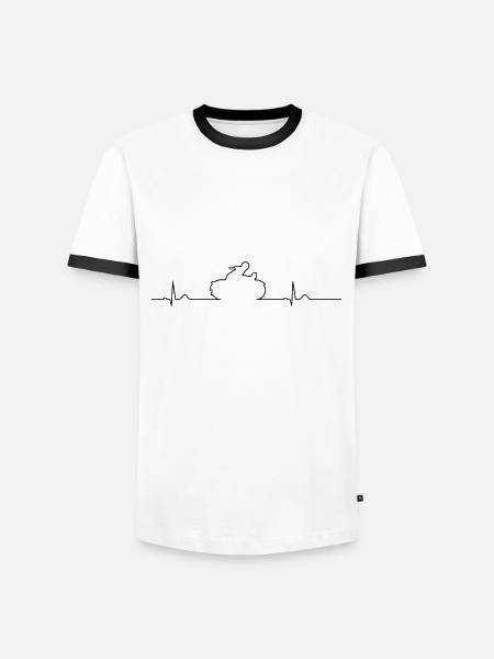 Motorcycle heartbeat, love, chopper - Men's Ringer Shirt - white/black