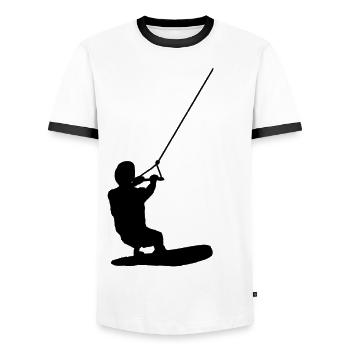 Wakeboarder - Männer Kontrast-T-Shirt - Weiß/Schwarz - Vorne - AI Model Female 172 light (172cm) & AI Model Male 178 dark (178cm)