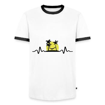 Relax Herzschlag, Hängematte, Urlaub - EKG - Männer Kontrast-T-Shirt - Weiß/Schwarz - Vorne - AI Model Female 172 light (172cm) & AI Model Male 178 dark (178cm)