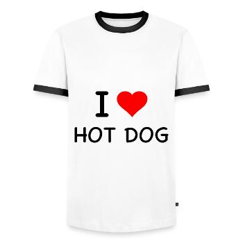 Hot Dog - Männer Kontrast-T-Shirt - Weiß/Schwarz - Vorne - AI Model Female 172 light (172cm) & AI Model Male 178 dark (178cm)