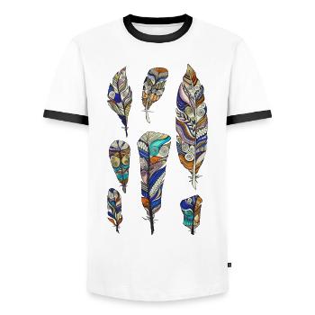 federn - Männer Kontrast-T-Shirt - Weiß/Schwarz - Vorne - AI Model Female 172 light (172cm) & AI Model Male 178 dark (178cm)