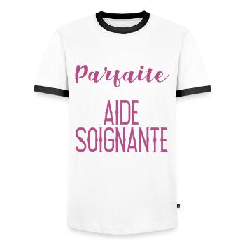 aide soignante parfaite cadeau aide soignante - T-shirt contrasté Homme - blanc/noir - Devant - AI Model Female 172 light (172cm) & AI Model Male 178 dark (178cm)