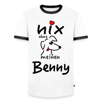 Nicht's ohne Hund Benny - Männer Kontrast-T-Shirt - Weiß/Schwarz - Vorne - AI Model Female 172 light (172cm) & AI Model Male 178 dark (178cm)