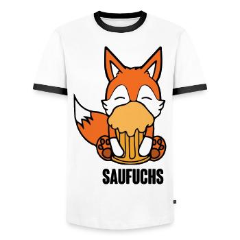 Fuchs Saufuchs Biertrinker Saufen Bier - Männer Kontrast-T-Shirt - Weiß/Schwarz - Vorne - AI Model Female 172 light (172cm) & AI Model Male 178 dark (178cm)